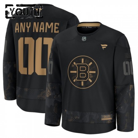 Boston Bruins Dresy Personalizované Fanatics Military Appreciation Practice 2024-25 Černá - Dětské